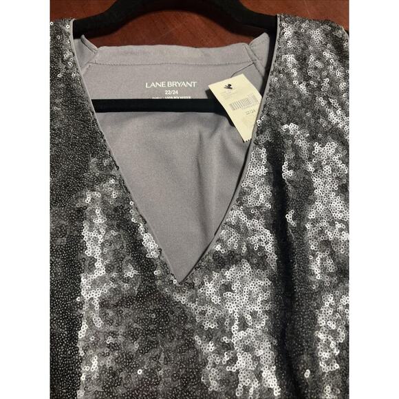 NWT Lane Bryant Silver sequin sleeveless Blouse Tank Top Sparkle Feminine VTG - Picture 8 of 8